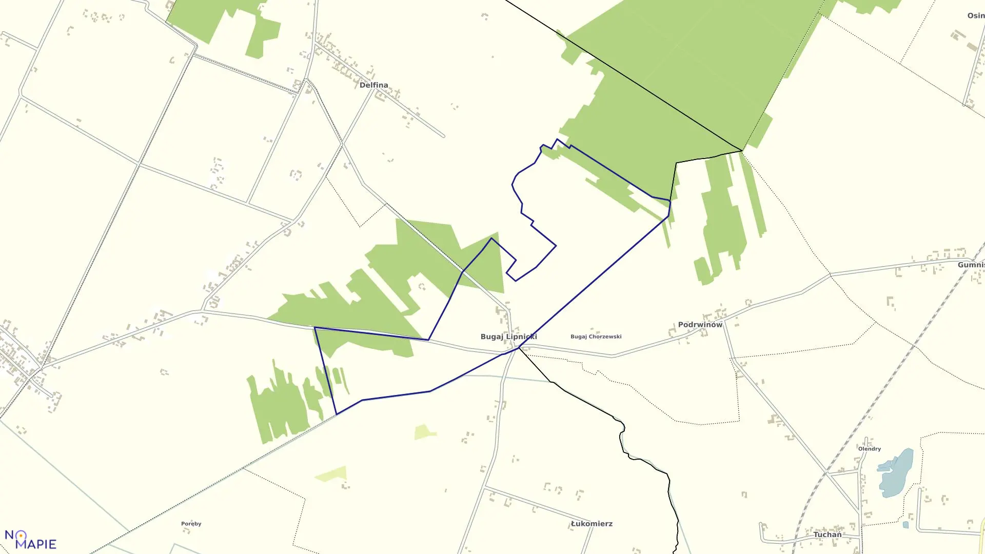 Mapa obrębu Bugaj Lipnicki w gminie Siemkowice