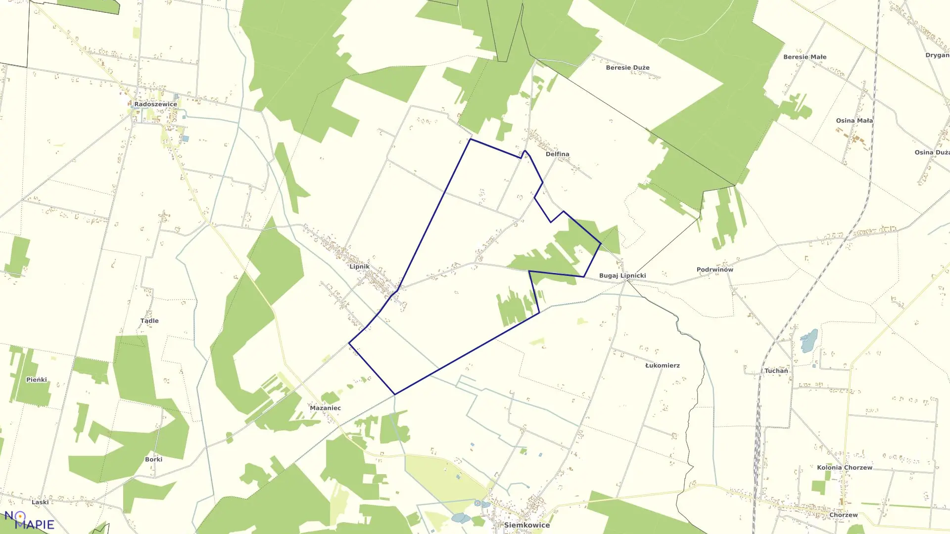 Mapa obrębu Kolonia Lipnik w gminie Siemkowice